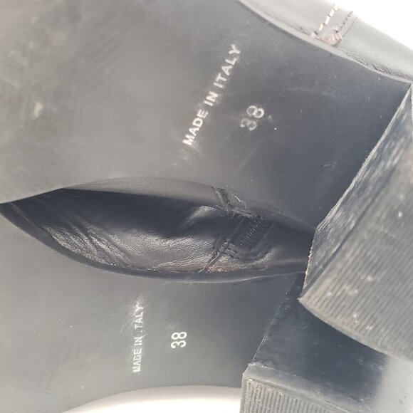 Black Leather Boots Heels Made in Italy Womens size 38 or US 7.5 - Picture 12 of 14